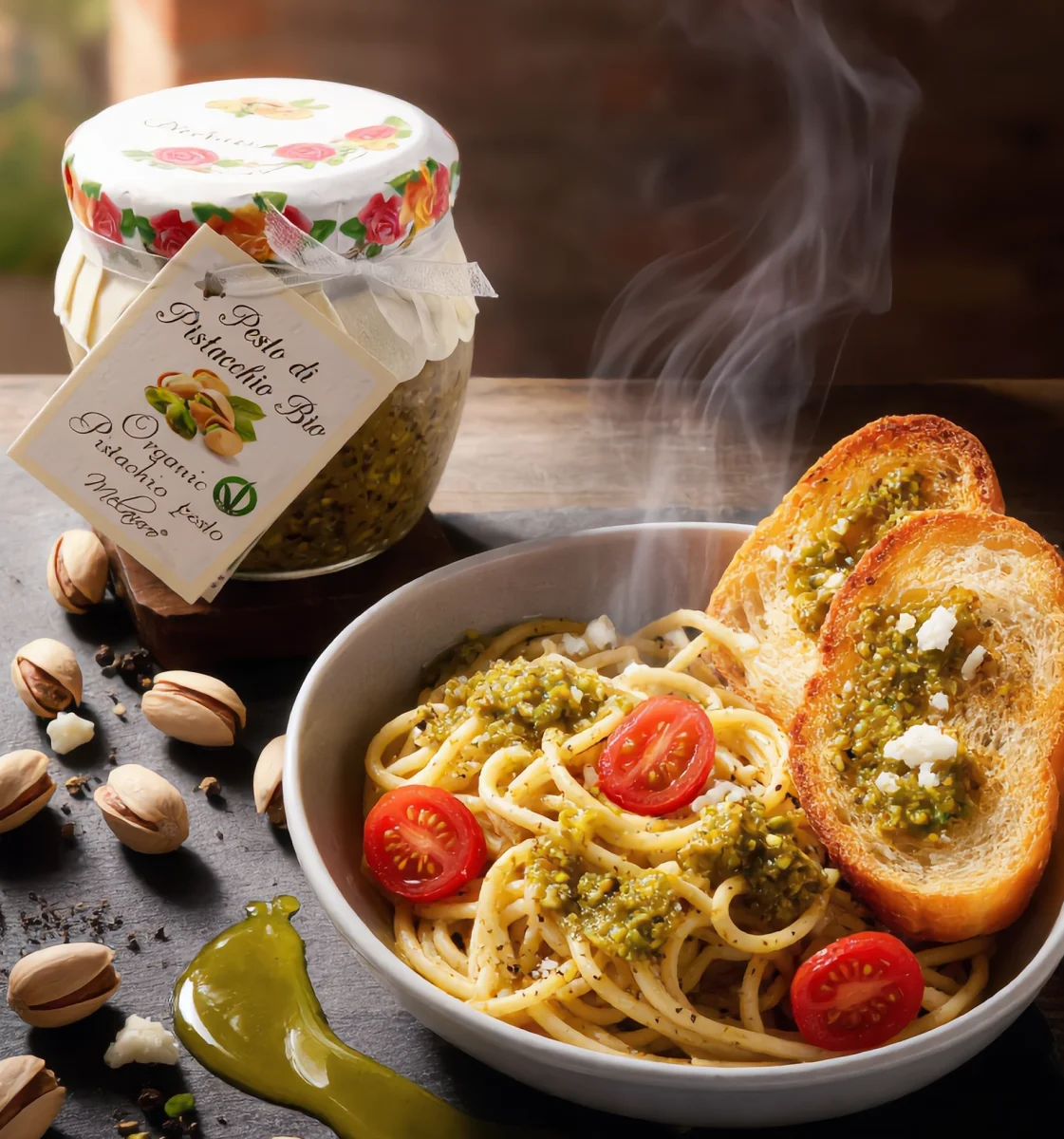 Bio-Pistazienpesto: das Gewürz, das Sizilien erobert hat